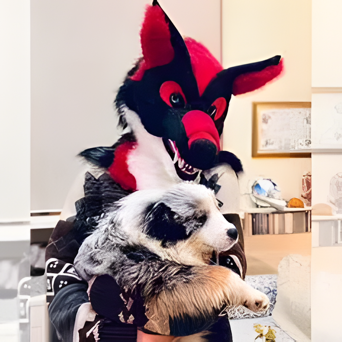 Wolf fursuit with grin
