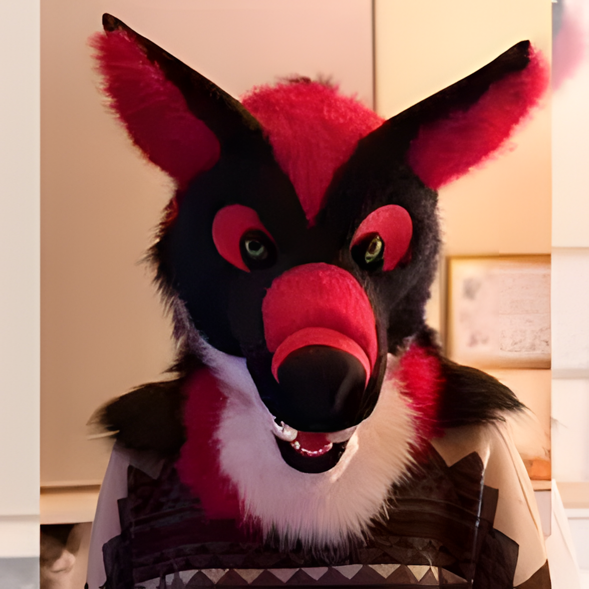 Wolf fursuit with grin