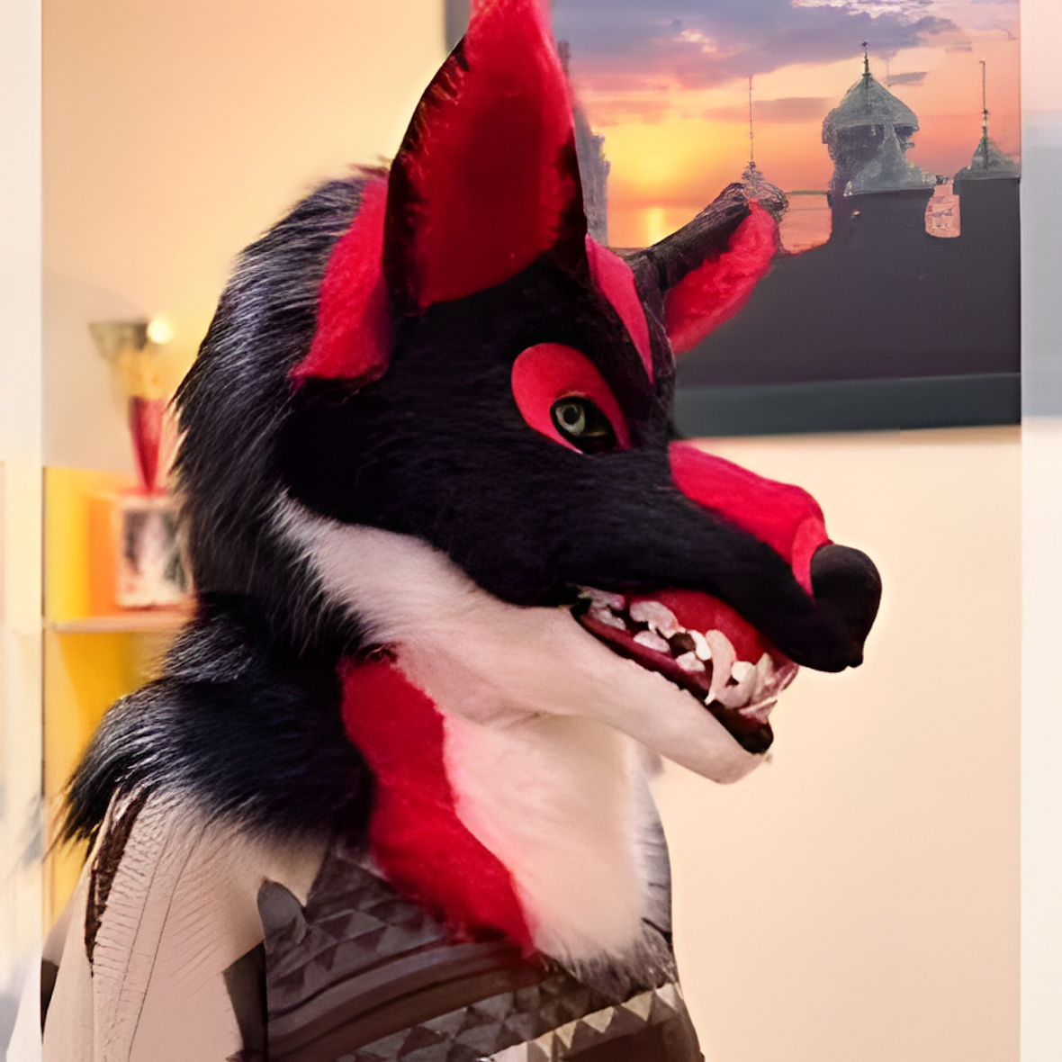 Wolf fursuit with grin