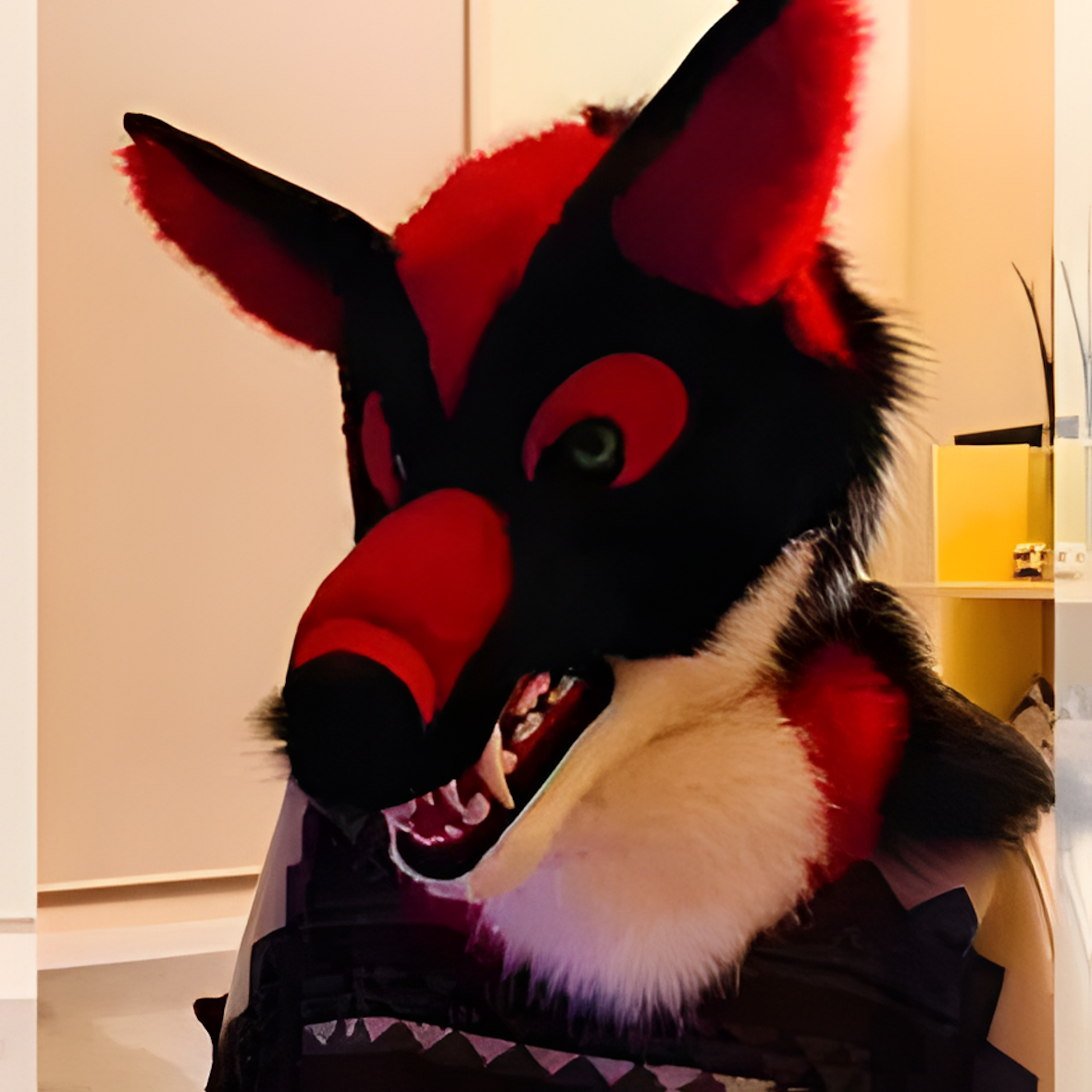 Wolf fursuit with grin