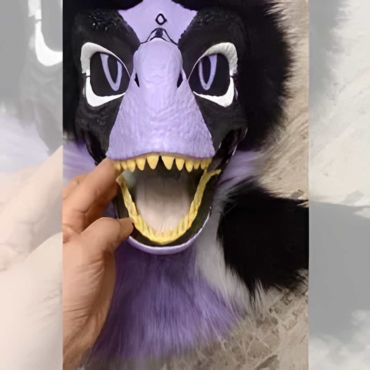 Furry raptor mask